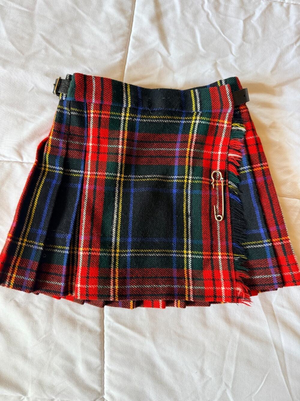 Pure New Wool Age 2 Scottish Tartan Plaid Kilt Skirt Pleated Vintage